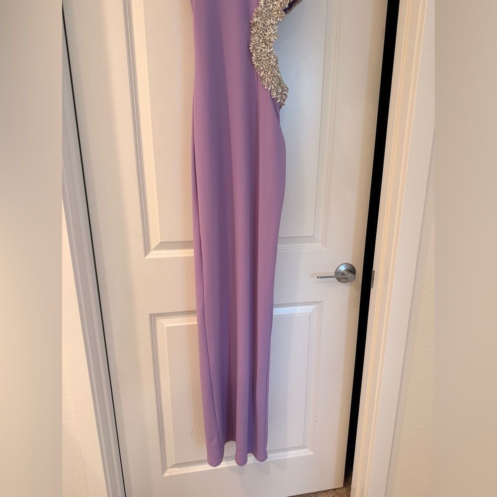 NWOT BRONX AND BANCO Camila Lilac Rhinestone Cutout Maxi Dress - Picture 11 of 15